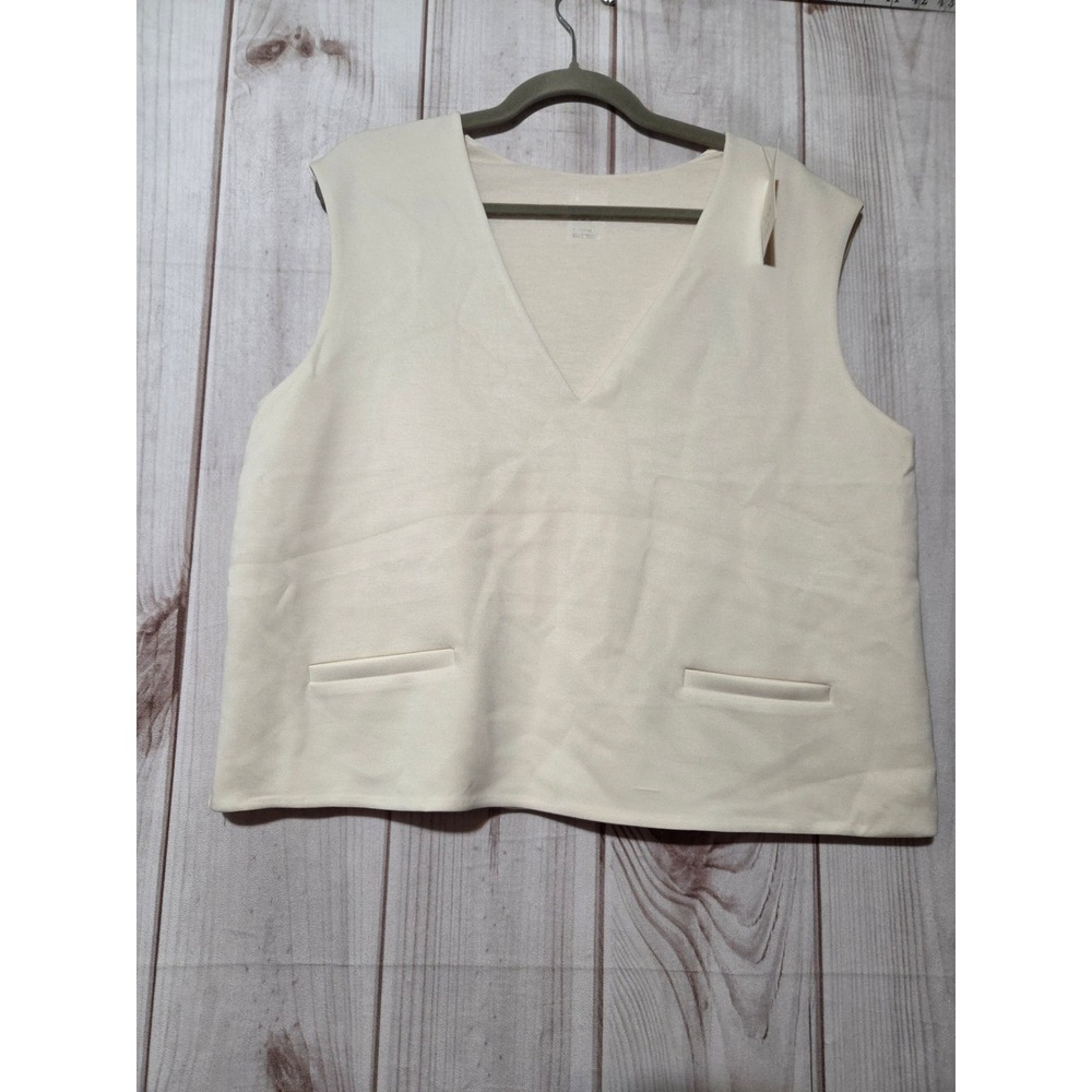 A New Day Womens V-Neck Vest Top Cream Off White XL New With Tags